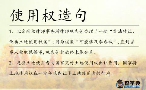 使用權(quán)造句