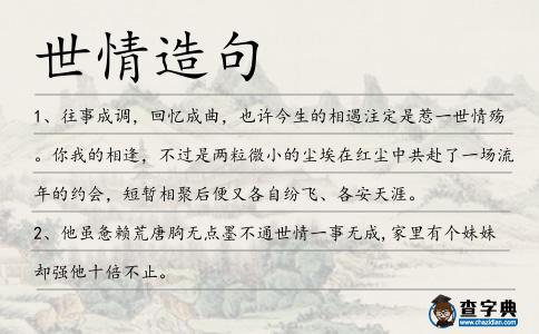 世情造句