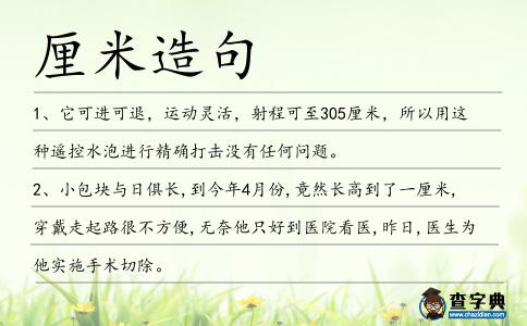 厘米造句