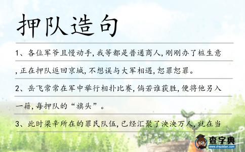 押隊造句