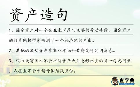 資產(chǎn)造句