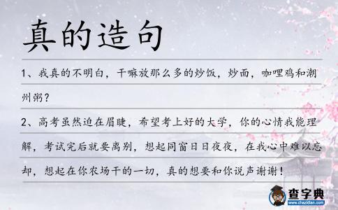 真的造句