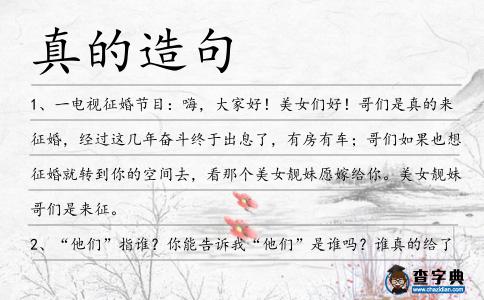真的造句