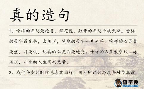 真的造句