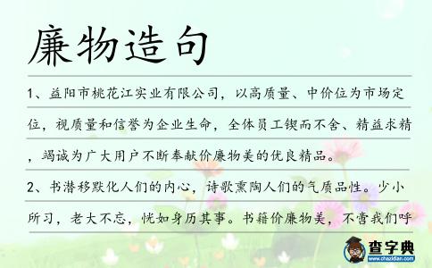 廉物造句