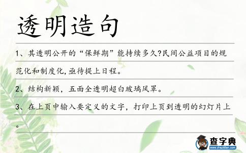 透明造句