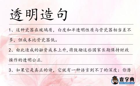 透明造句
