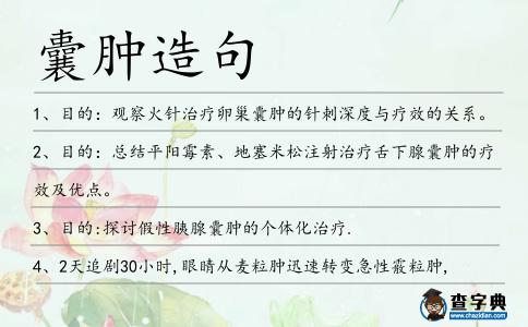 囊腫造句