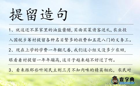 提留造句