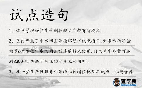 試點造句