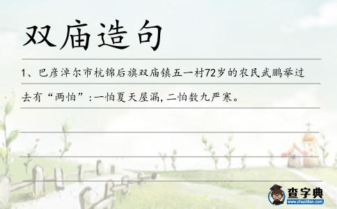雙廟造句