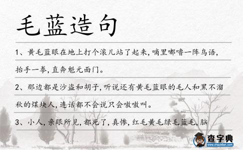 毛藍造句