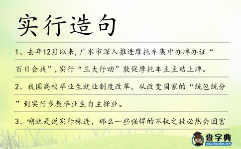 實行造句