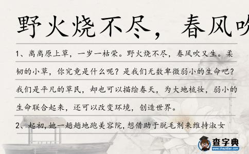 野火燒不盡,春風吹又生造句