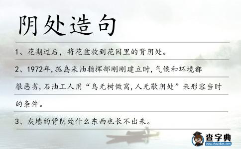 陰處造句