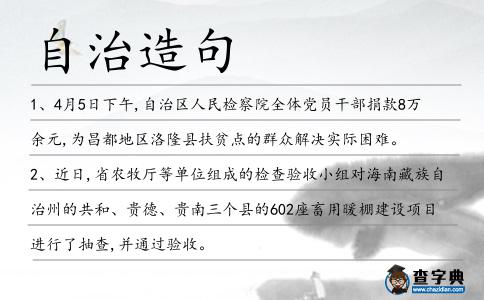 自治造句