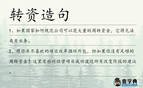 轉(zhuǎn)資造句