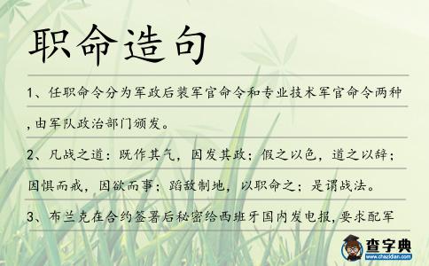 職命造句