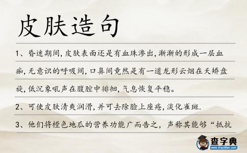 皮膚造句