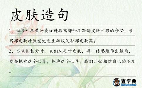 皮膚造句