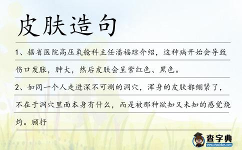 皮膚造句