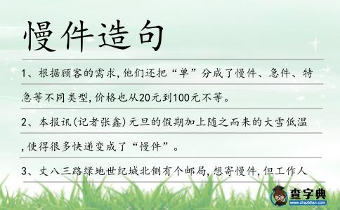 慢件造句