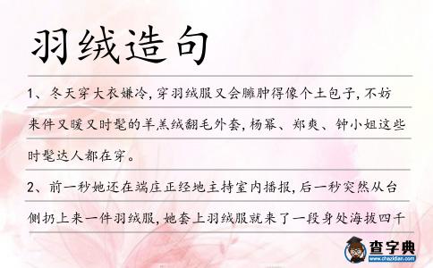 羽絨造句