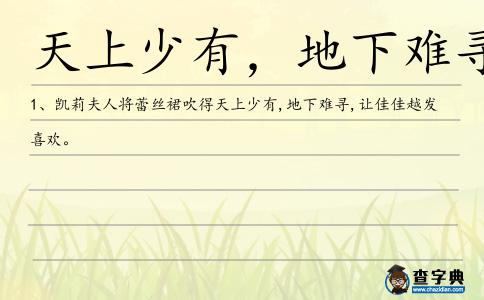 天上少有,地下難尋造句