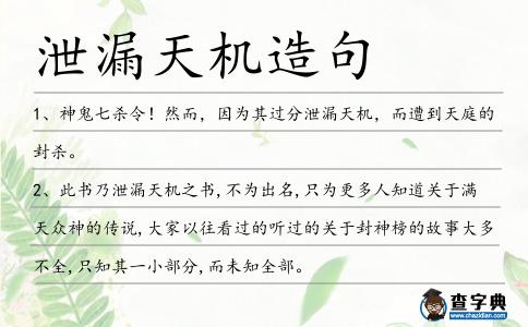 泄漏天機造句