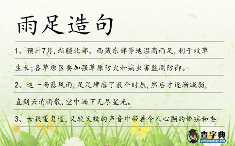 雨足造句