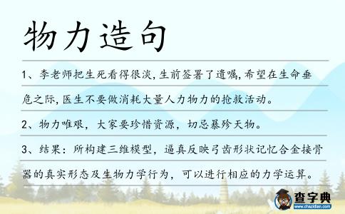 物力造句