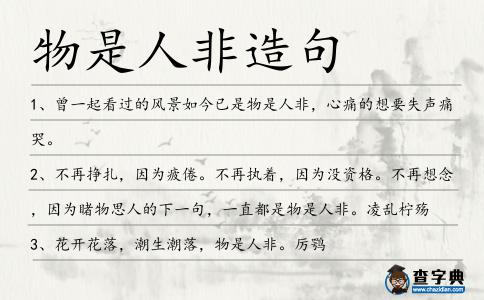 物是人非造句