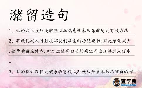 潴留造句