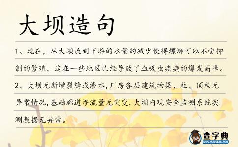 大壩造句