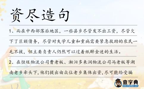 資盡造句