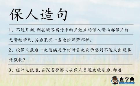 保人造句