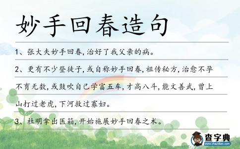 妙手回春造句
