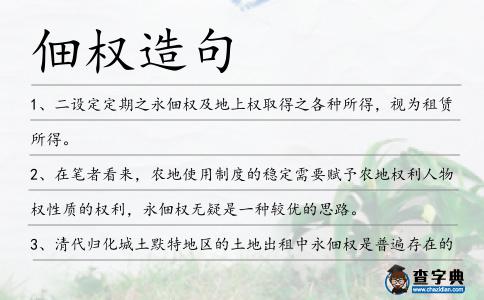 佃權造句