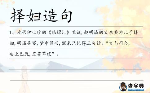 擇婦造句