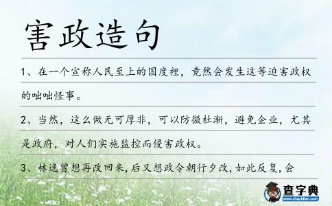 害政造句
