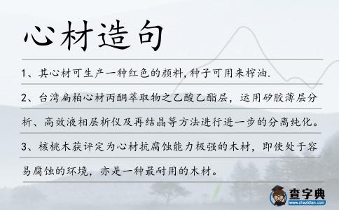 心材造句