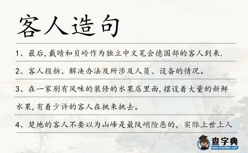 客人造句