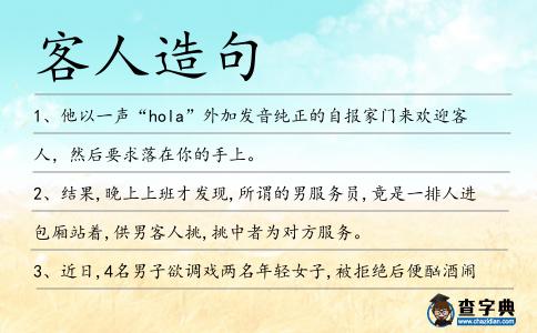 客人造句