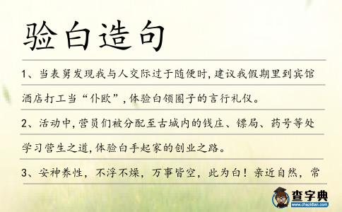 驗白造句