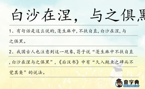白沙在涅,與之俱黑造句