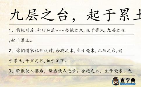 九層之臺，起于累土造句