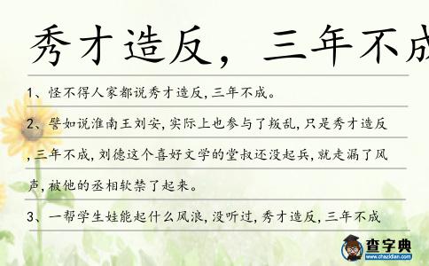 秀才造反,三年不成造句