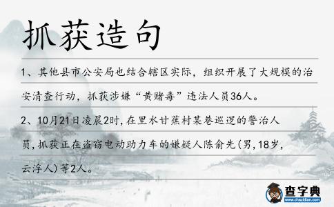 抓獲造句