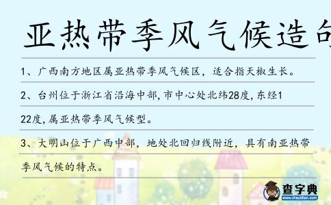 亞熱帶季風氣候造句