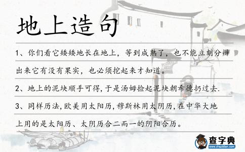地上造句
